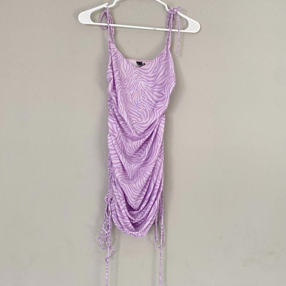 Kendall + Kylie purple tiger stripe ruched mini dress